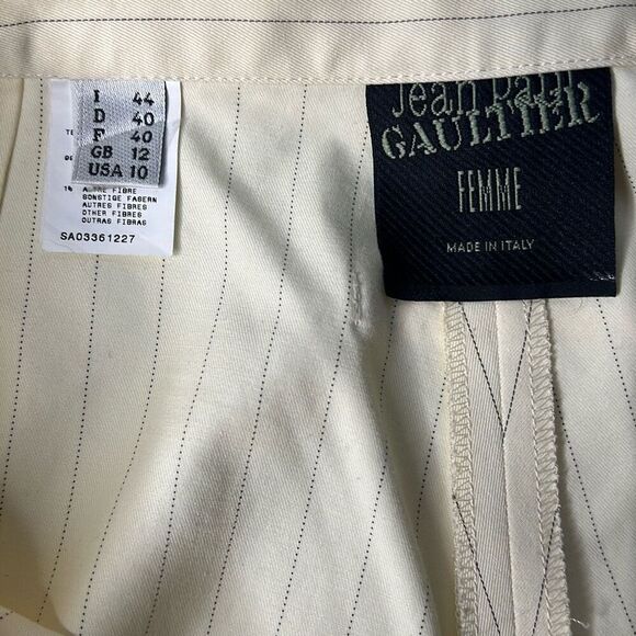 Vintage Jean Paul Gaultier Femme Ivory Pinstripe Suit Set Blazer & Pants (304) - Picture 14 of 16